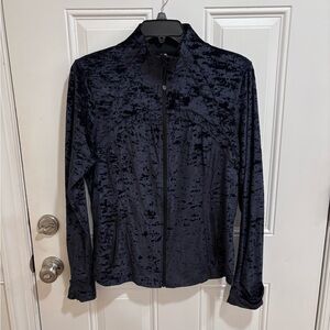 Black Velour Zip-Up Define Jacket